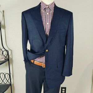Statements Men's Sport Coat Blazer Two Button Deep Navy Polyester Wool‎ Sz 42R